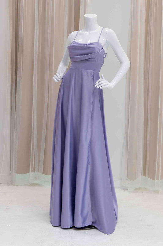 Satin Tie Back Bridesmaids Dress in Lavender