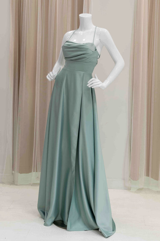 Sage Green Satin Bridesmaids Dress