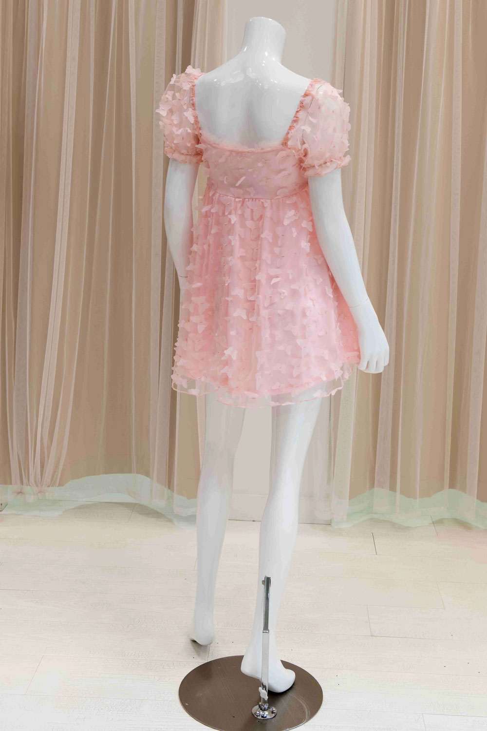 Pink 3D Butterfly Mini Dress for Graduation