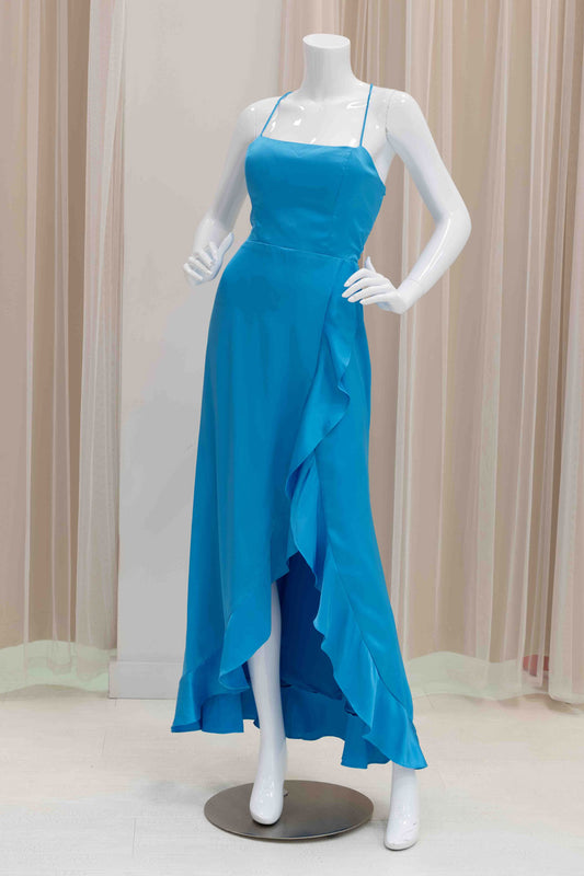 Destination Wedding Guest Satin Dress in Aqua  Blue