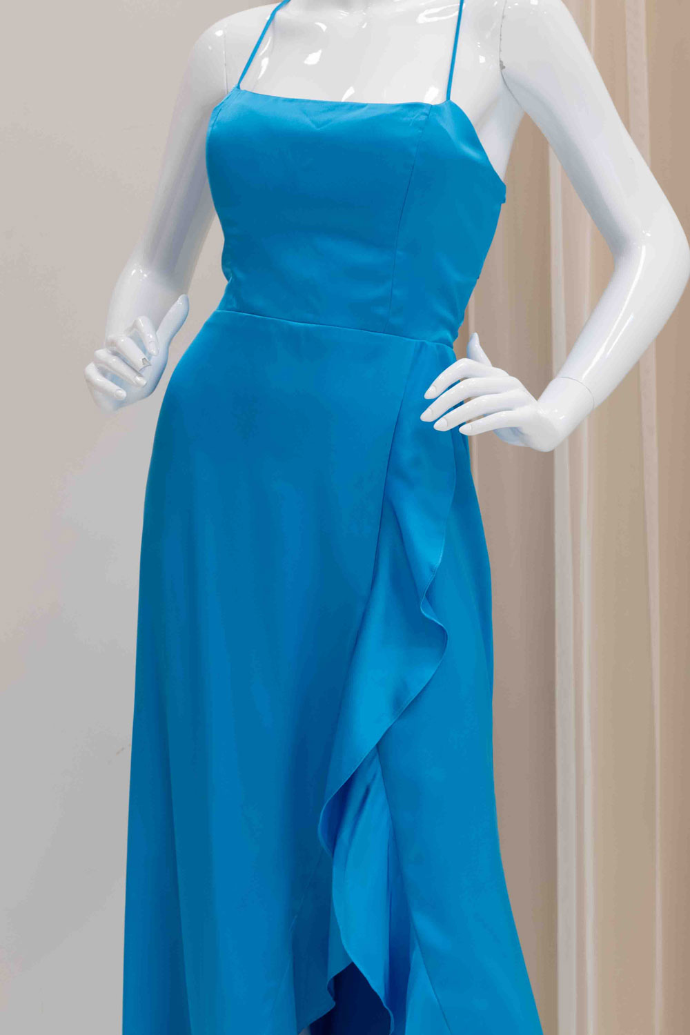 Satin Bridesmaids Dress in Aqua Blue