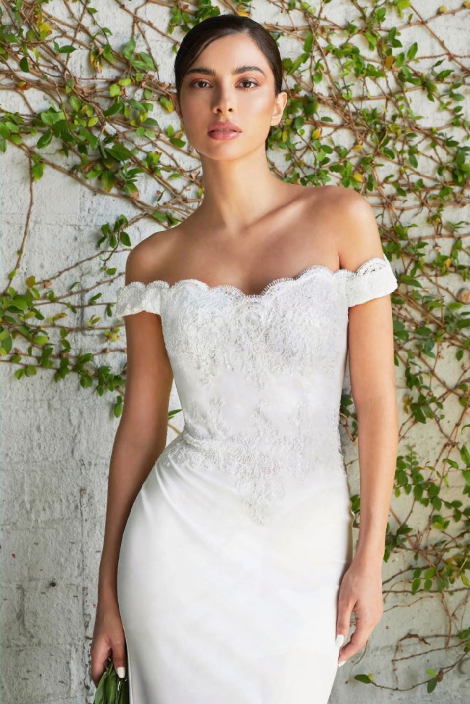 Oriana Off Shoulder Bridal Gown in White