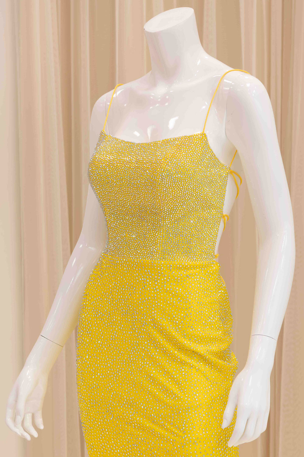 Freyja Studded Evening Gown in Yellow